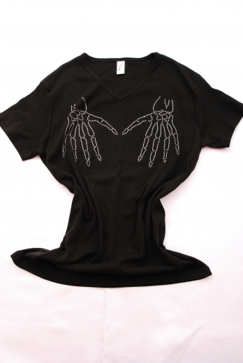 T-Shirt mit Strassmotiv Hände