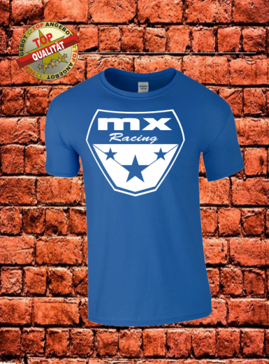 MX Racing T-Shirt Blau Weiß