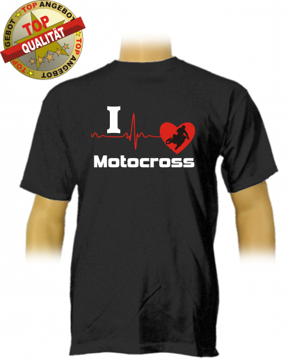 I Love Motocross Herren T-Shirt Schwarz I Love Motocross Herren T-Shirt Schwarz