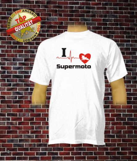 I Love Supermoto Herren T-Shirt Weiß