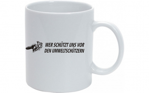 Tasse Schwarz WER SCHÜTZT UNS