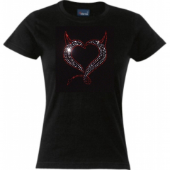 T-Shirt mit Strassmotiv Herz mit Hörner