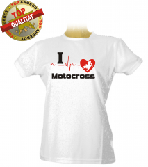 I Love Motocross Damen T-Shirt Weiß
