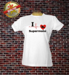 I Love Supermoto Damen T-Shirt Weiß I Love Supermoto Damen T-Shirt Weiß