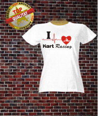 I Love Kartracing Damenshirt Weiß