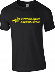 T-Shirt Schwaz Gelb WER SCHÜTZT UNS T-Shirt Schwaz Gelb WER SCHÜTZT UNS