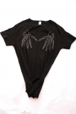T-Shirt mit Strassmotiv Hnde