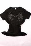 T-Shirt mit Strassmotiv Hnde